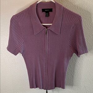 Forever 21 Lavender Ribbed Button Down Shirt